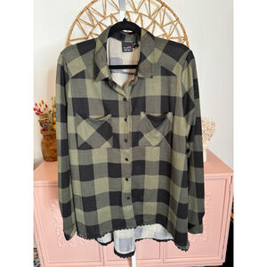 Women's Pink Lily Plaid Shirt,‎ 3XL, Green & Black